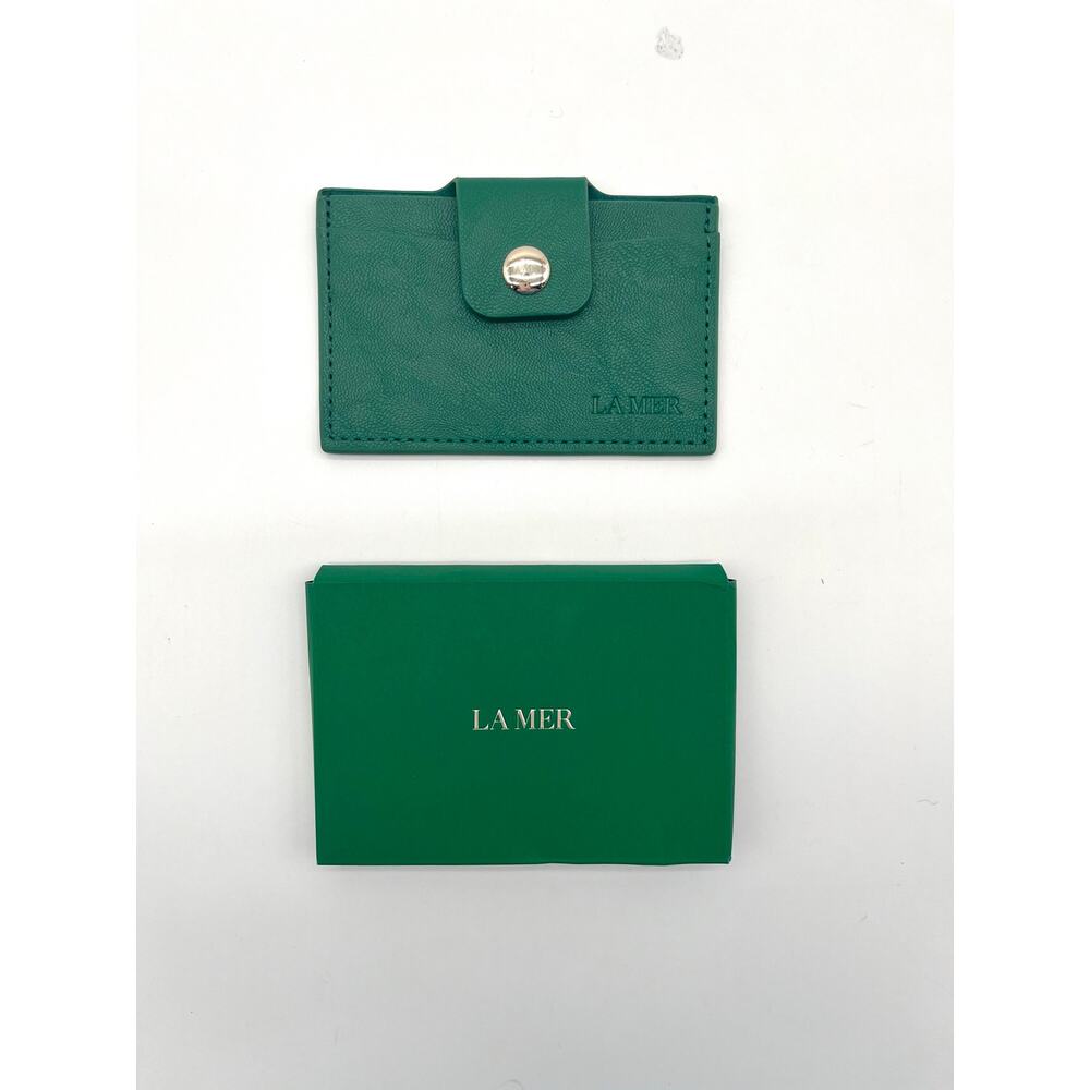 LA MER NWOT Green Leather Cardholder, New in Packaging
